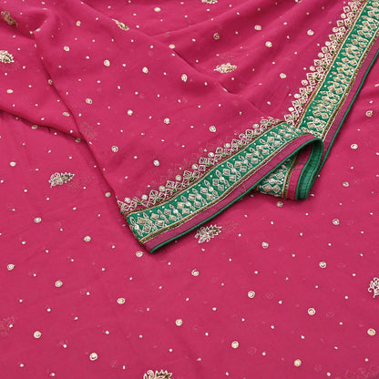 Indian Vintage Heavy Pink Dupatta Pure Georgette Silk Long Stole Hand Embroidered Designer By Ritu Kumar Scarves Scarf Zari Zardozi