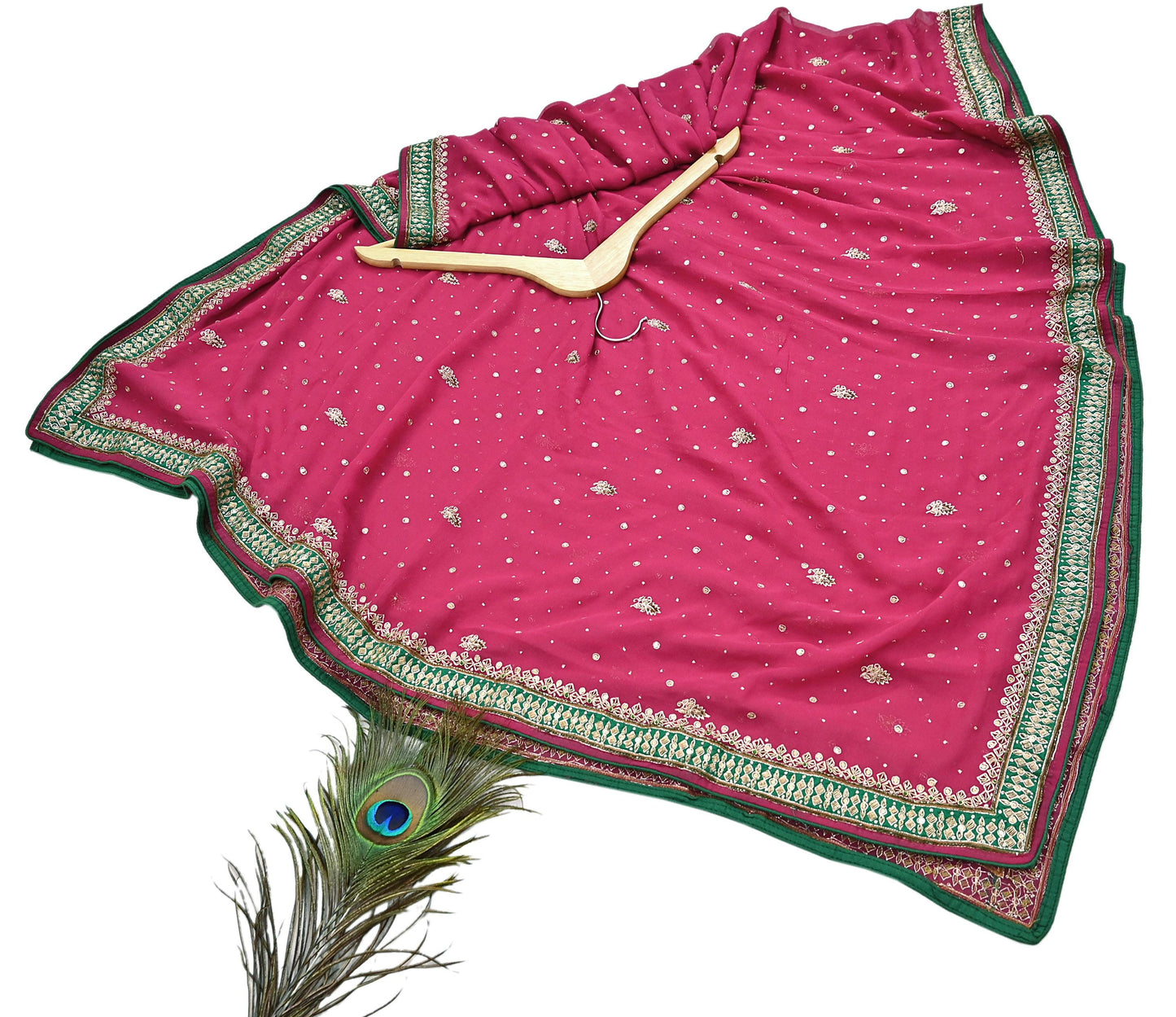 Indian Vintage Heavy Pink Dupatta Pure Georgette Silk Long Stole Hand Embroidered Designer By Ritu Kumar Scarves Scarf Zari Zardozi