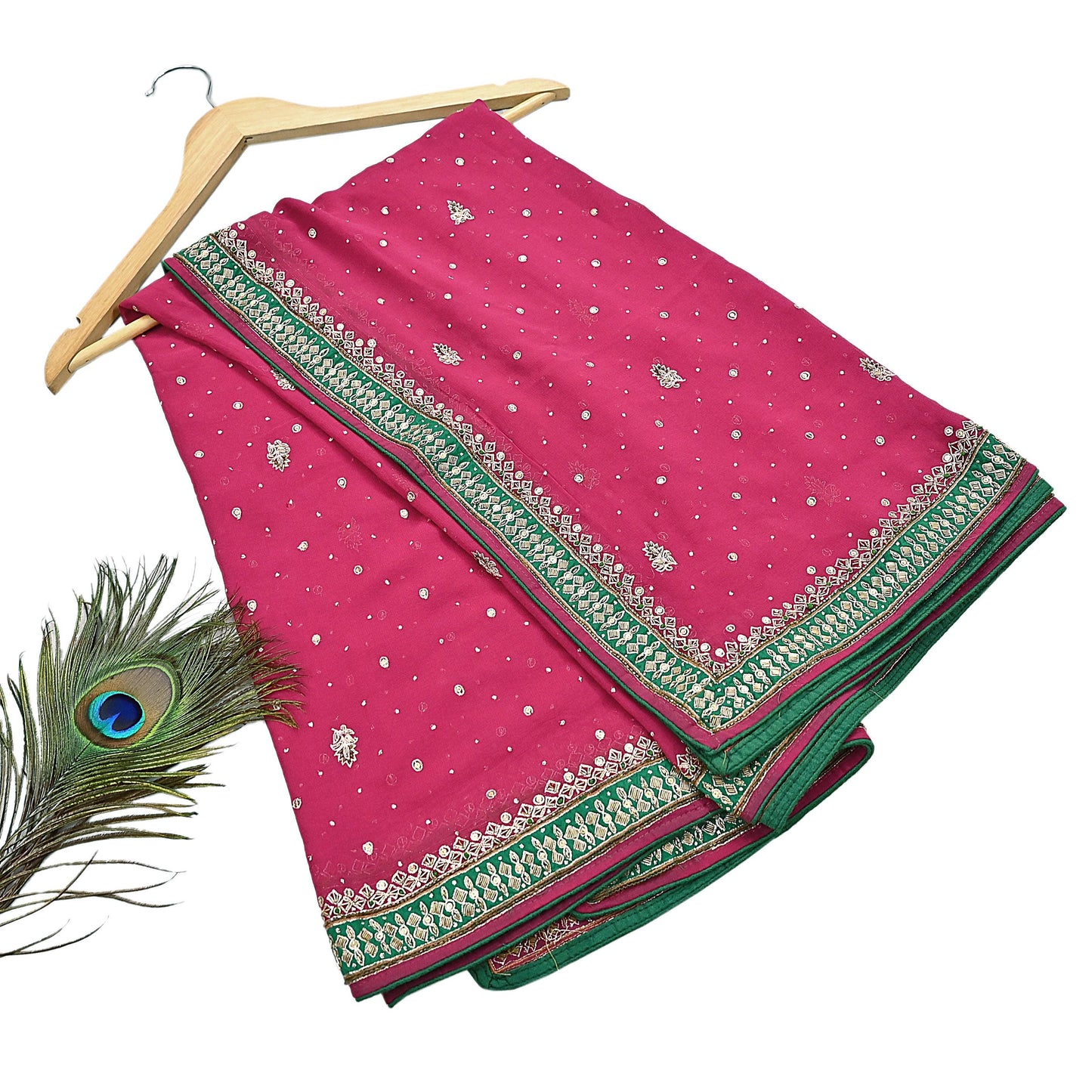 Indian Vintage Heavy Pink Dupatta Pure Georgette Silk Long Stole Hand Embroidered Designer By Ritu Kumar Scarves Scarf Zari Zardozi