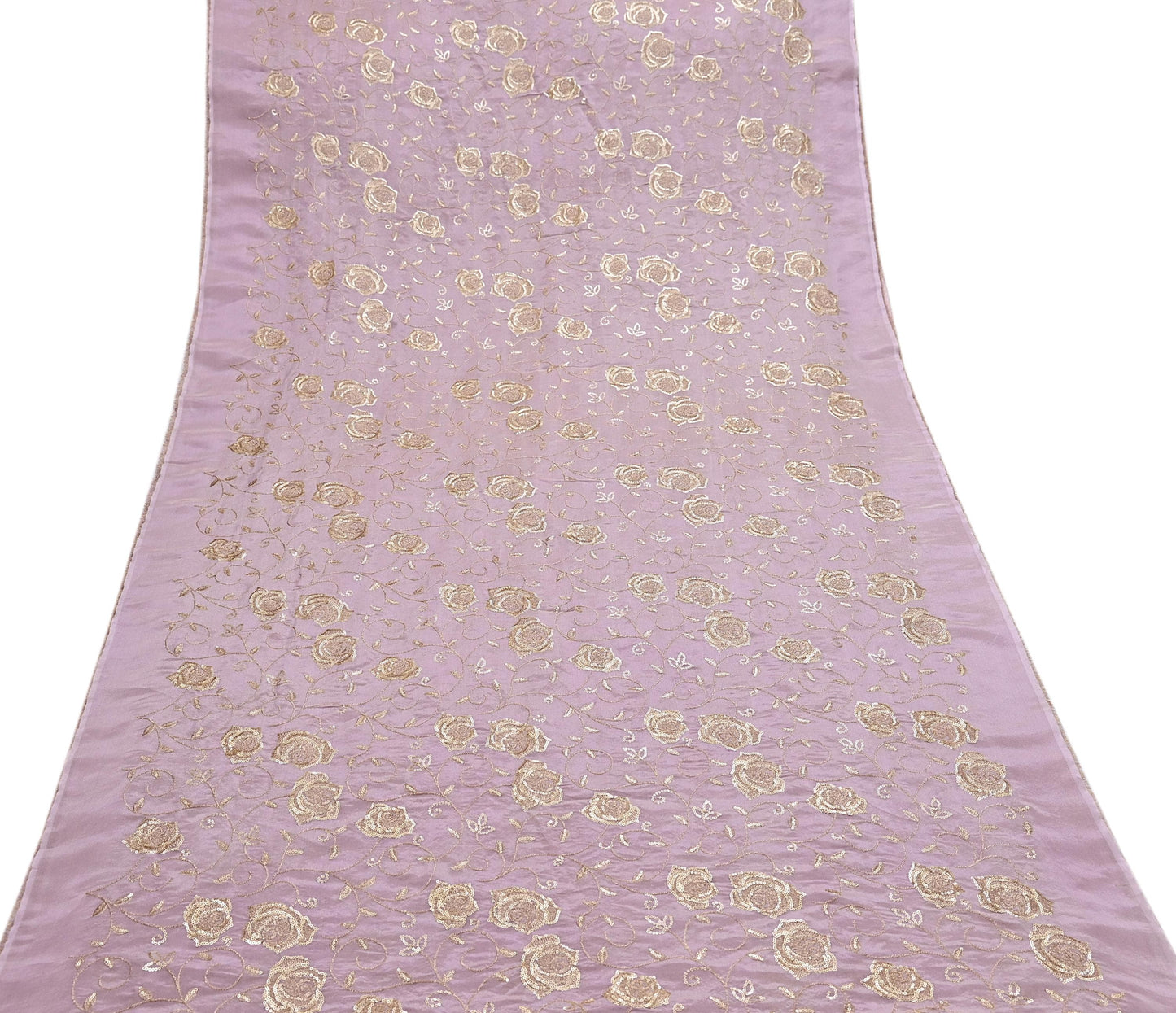 Indian new Purple Georgette silk Embroidered Design Fabric glass beaded zari sequins Crafting Quilting Dress making Crafting