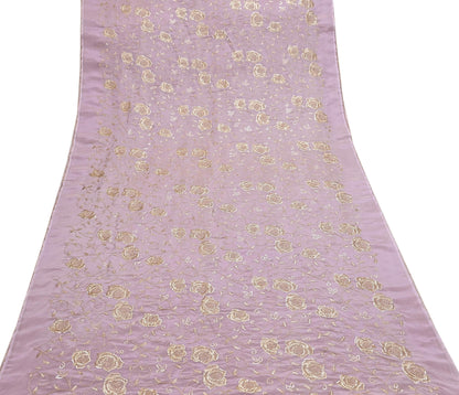 Indian new Purple Georgette silk Embroidered Design Fabric glass beaded zari sequins Crafting Quilting Dress making Crafting