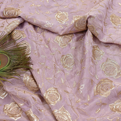 Indian new Purple Georgette silk Embroidered Design Fabric glass beaded zari sequins Crafting Quilting Dress making Crafting