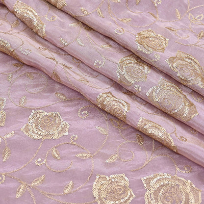 Indian new Purple Georgette silk Embroidered Design Fabric glass beaded zari sequins Crafting Quilting Dress making Crafting