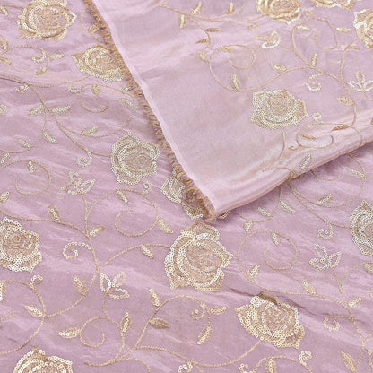 Indian new Purple Georgette silk Embroidered Design Fabric glass beaded zari sequins Crafting Quilting Dress making Crafting