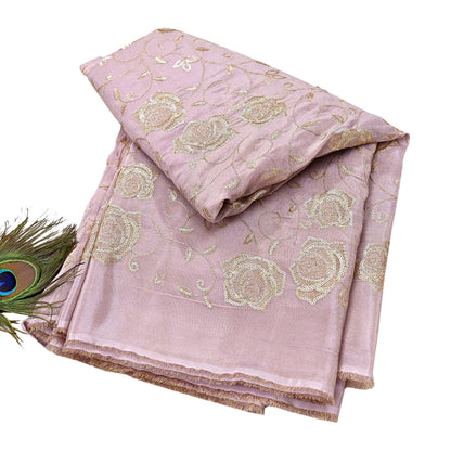 Indian new Purple Georgette silk Embroidered Design Fabric glass beaded zari sequins Crafting Quilting Dress making Crafting