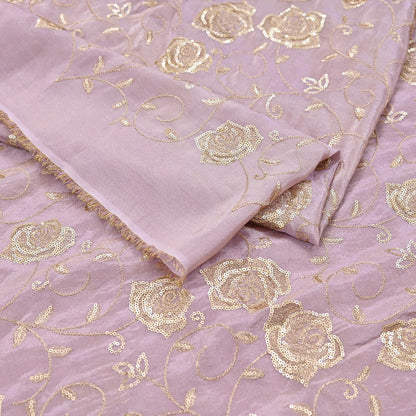 Indian new Purple Georgette silk Embroidered Design Fabric glass beaded zari sequins Crafting Quilting Dress making Crafting