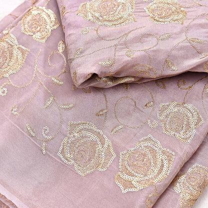 Indian new Purple Georgette silk Embroidered Design Fabric glass beaded zari sequins Crafting Quilting Dress making Crafting