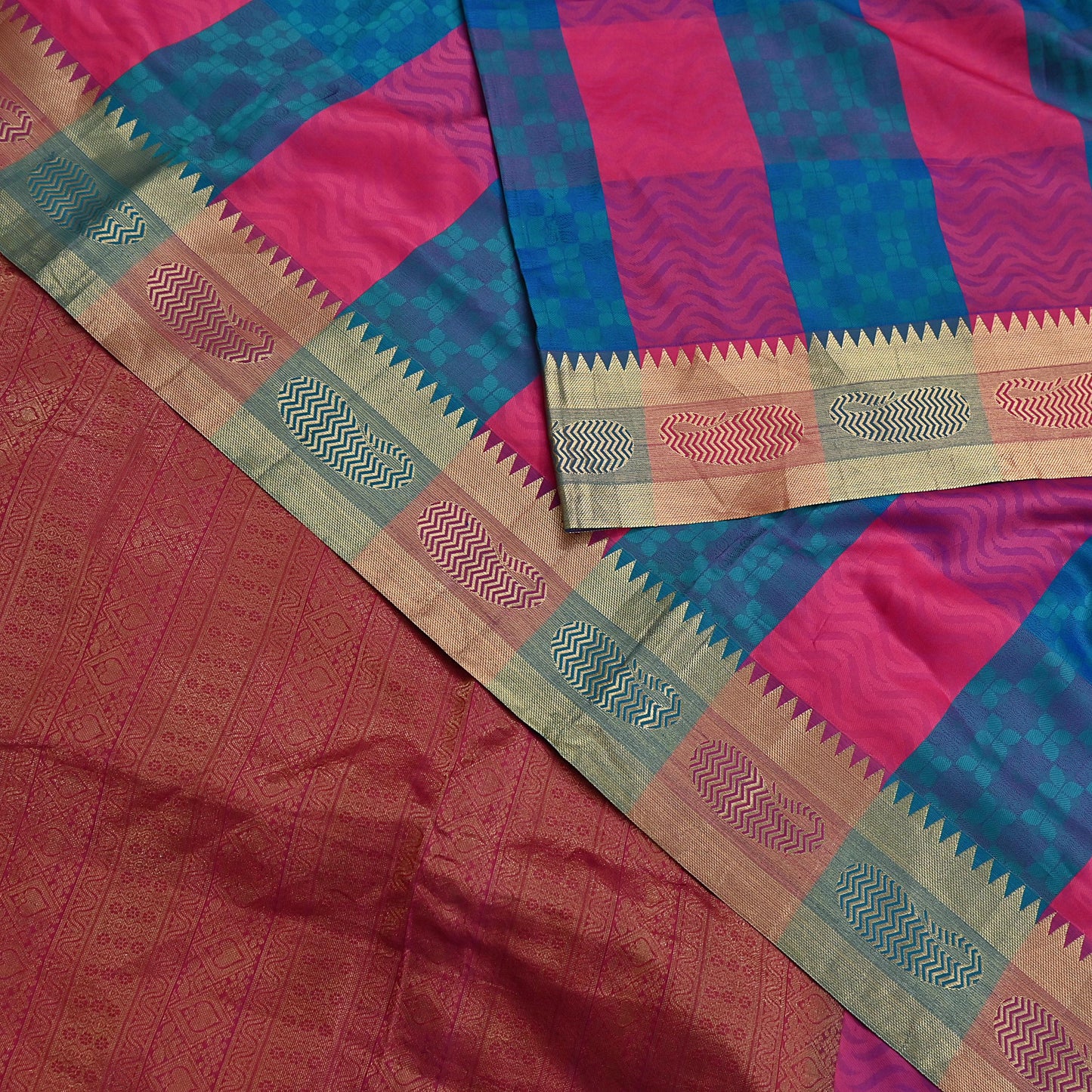 Indian Vintage Heavy Pink & Green Kanjivaram Saree 100% Pure Silk Zari 5Yd Floral Crafting Dress making Crafting Quilting Bollywood Saree