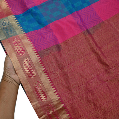 Indian Vintage Heavy Pink & Green Kanjivaram Saree 100% Pure Silk Zari 5Yd Floral Crafting Dress making Crafting Quilting Bollywood Saree
