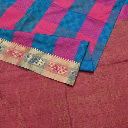 Indian Vintage Heavy Pink & Green Kanjivaram Saree 100% Pure Silk Zari 5Yd Floral Crafting Dress making Crafting Quilting Bollywood Saree