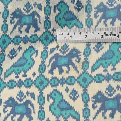 Indian Vintage Dupatta Ivory & Blue Long Stole Block Print Pure Chanderi Silk Scarves Veil Zari Wrap Hijab