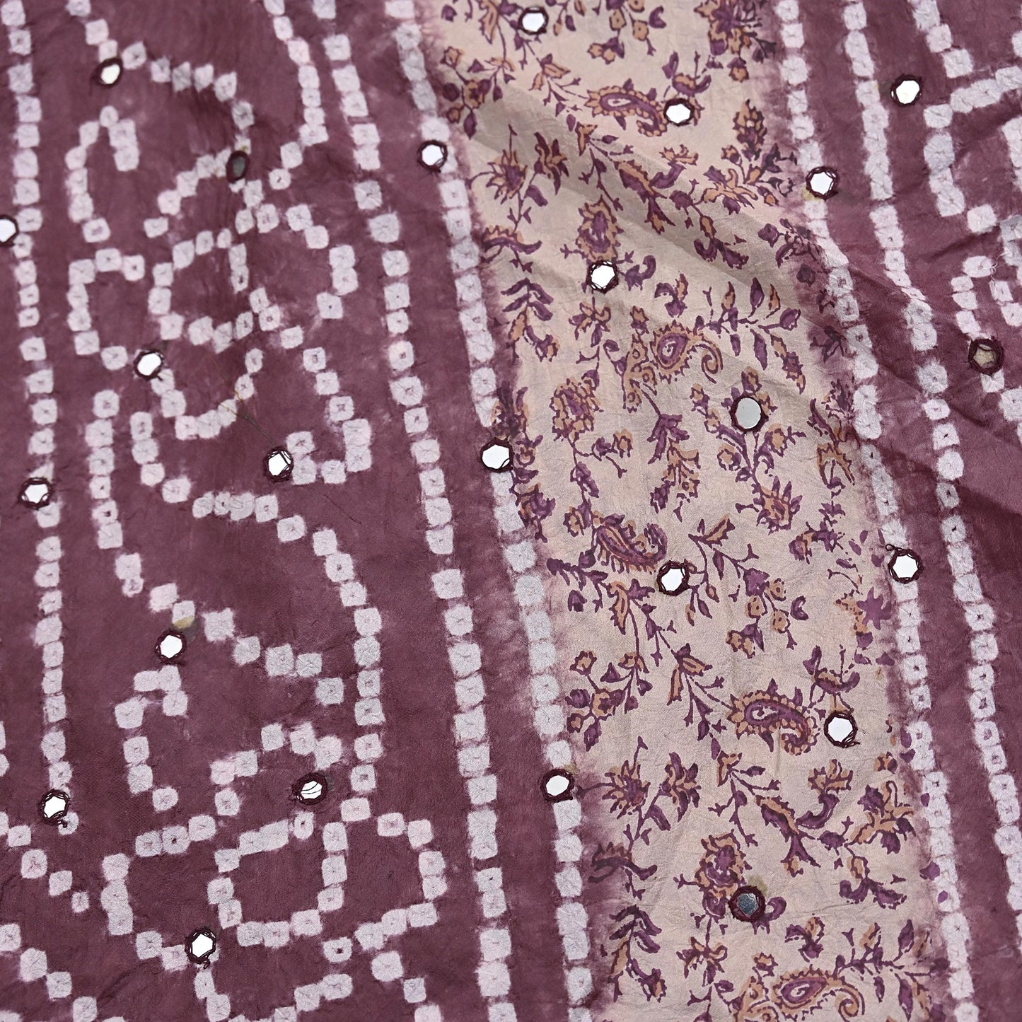 Women Indian Vintage Beige & Brown Dupatta Long Stole Pure silk Bandhani Dupatta Veil Scarves soft Boho Wrap