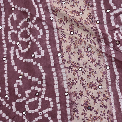 Women Indian Vintage Beige & Brown Dupatta Long Stole Pure silk Bandhani Dupatta Veil Scarves soft Boho Wrap