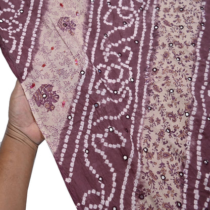 Women Indian Vintage Beige & Brown Dupatta Long Stole Pure silk Bandhani Dupatta Veil Scarves soft Boho Wrap