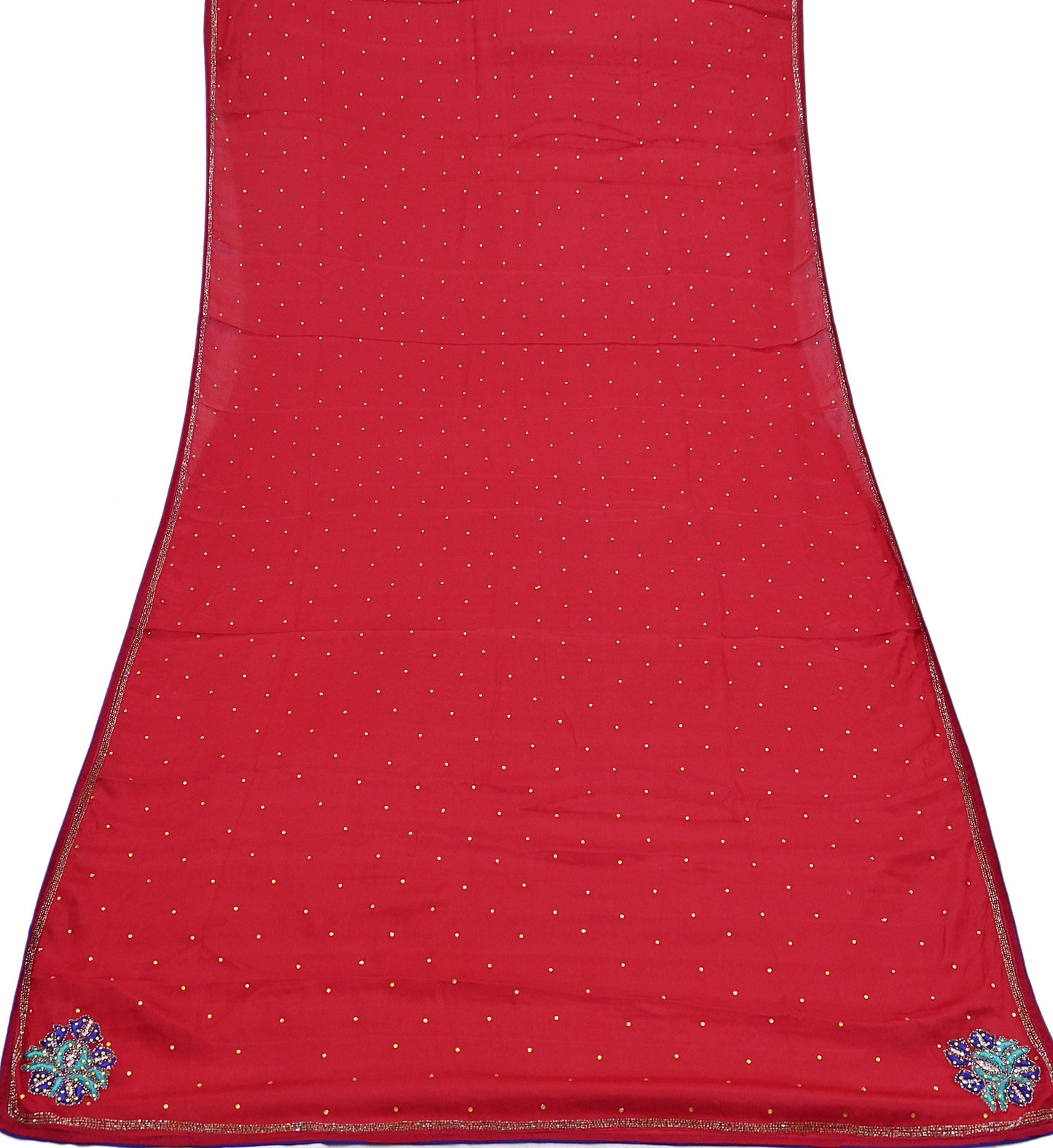 Indian Vintage Red Dupatta Long Stole Pure Silk Hand Embroidered Scarves Veil Scarf Wrap Hippie Boho