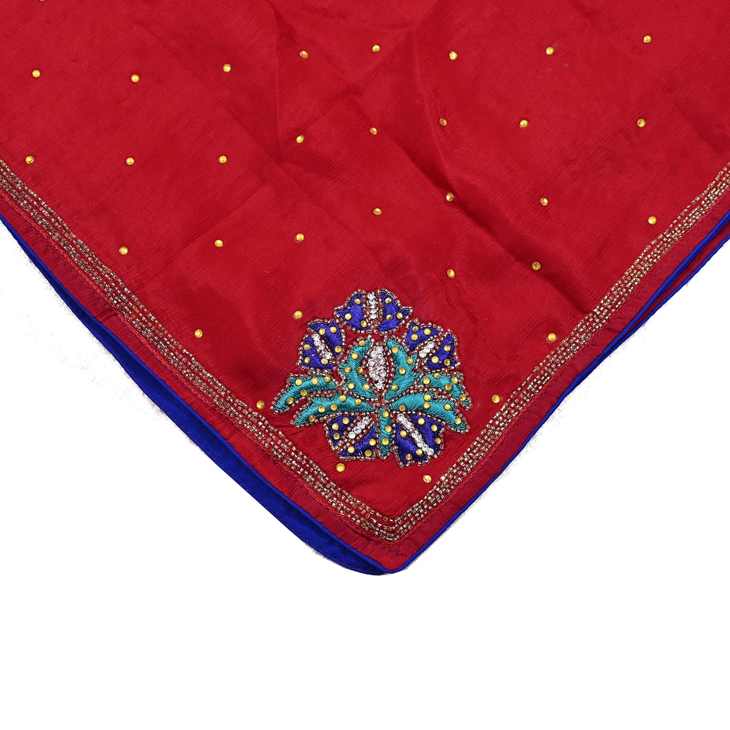 Indian Vintage Red Dupatta Long Stole Pure Silk Hand Embroidered Scarves Veil Scarf Wrap Hippie Boho
