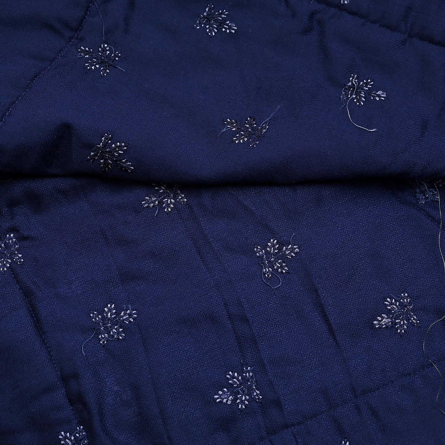 Indian Vintage Blue Blend Cotton Dupatta Hand Embroidered Floral Scarf with Thread work beaded golden lace