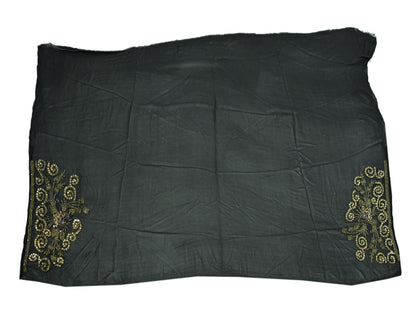 Indian Vintage Sari Black Pure Georgette Silk Hand Embroidered Sarees Craft Fabric 5Yd Sewing Soft Ethnic Wedding Sarees with blouse fabric