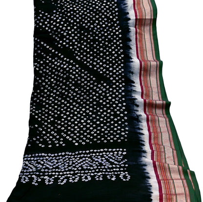 Indian Vintage Black Dupatta Long Stole Cotton Woven Bandhani Veil Scarves soft Boho Wrap Hijab