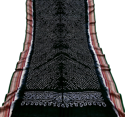 Indian Vintage Black Dupatta Long Stole Cotton Woven Bandhani Veil Scarves soft Boho Wrap Hijab