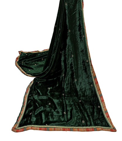 Indian Vintage Dupatta Bottle green Long Stole velvet Scarves Veil Hijab Wrap Scarf Boho For her For women's Bollywood stole
