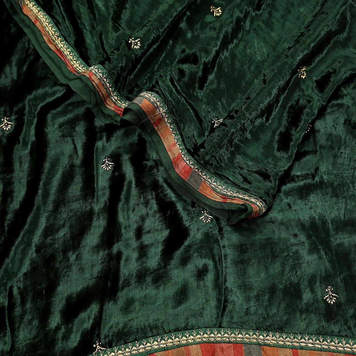 Indian Vintage Dupatta Bottle green Long Stole velvet Scarves Veil Hijab Wrap Scarf Boho For her For women's Bollywood stole