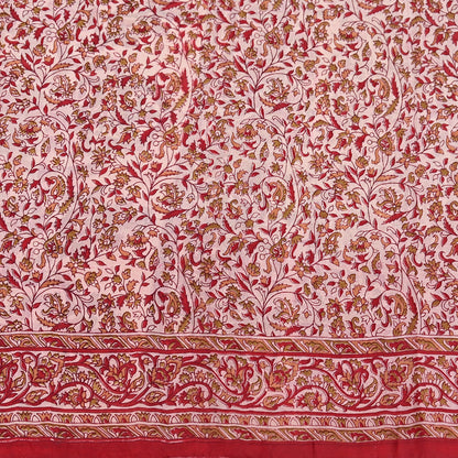 Indian Vintage Ivory & Red Saree Pure Silk Printed Sari 6yd Sewing Craft Fabric DressMaking  Soft Wrap Crafting Quilting Used Paisley
