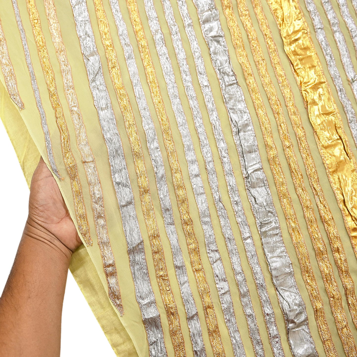 Indian Pre-owned Heavy Sari Sage Green Pure Georgette Silk Hand Embroidered gota patti Sarees Designer Abu Jani 6Yd Sewing Ethnic Sarees