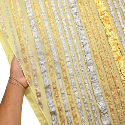Indian Pre-owned Heavy Sari Sage Green Pure Georgette Silk Hand Embroidered gota patti Sarees Designer Abu Jani 6Yd Sewing Ethnic Sarees