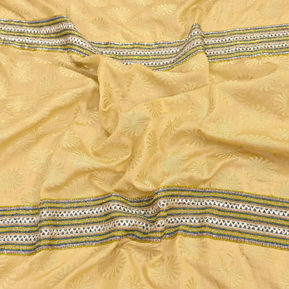 Indian Vintage Yellow Dupatta Pure Silk Long Stole Hand Embroidered Scarves Sequins Veil Wrap Hijab