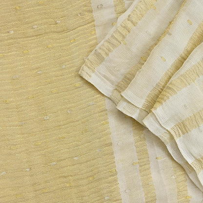 Indian Vintage Dupatta Ivory Pure Organza Silk Long Stole Woven Scarves Veil Zari Soft Stripes Design