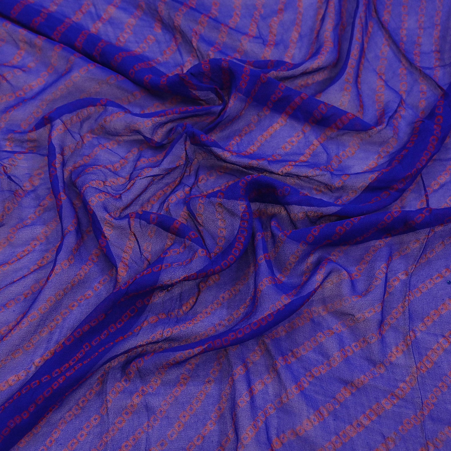 Indian Vintage Blue Dupatta Pure Georgette Silk Embroidered Bandhani Veil Scarves Soft Zari Border
