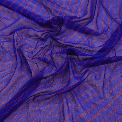 Indian Vintage Blue Dupatta Pure Georgette Silk Embroidered Bandhani Veil Scarves Soft Zari Border
