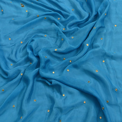 Indian Vintage Blue Dupatta Long Stole Pure Silk Hand Embroidered Scarves Veil Scarf Wrap Hippie Boho