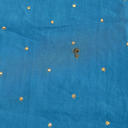 Indian Vintage Blue Dupatta Long Stole Pure Silk Hand Embroidered Scarves Veil Scarf Wrap Hippie Boho