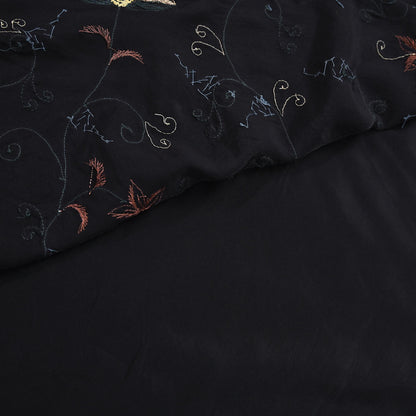 Indian Vintage Black Saree Pure Crepe Silk Hand Embroidered Sari Craft Fabric 5Yd Sewing Soft Zardozi/Dabka Sequins Wedding/Bridal Sarees
