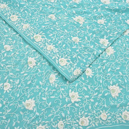 Indian Vintage Heavy Sari Sage Green Pure Georgette Silk Hand Beaded Sarees Craft Fabric 6Yd Sewing Soft Ethnic Wedding Sarees Dress making