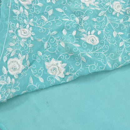 Indian Vintage Heavy Sari Sage Green Pure Georgette Silk Hand Beaded Sarees Craft Fabric 6Yd Sewing Soft Ethnic Wedding Sarees Dress making