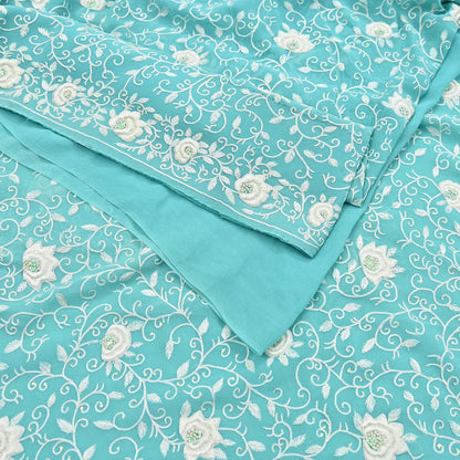 Indian Vintage Heavy Sari Sage Green Pure Georgette Silk Hand Beaded Sarees Craft Fabric 6Yd Sewing Soft Ethnic Wedding Sarees Dress making