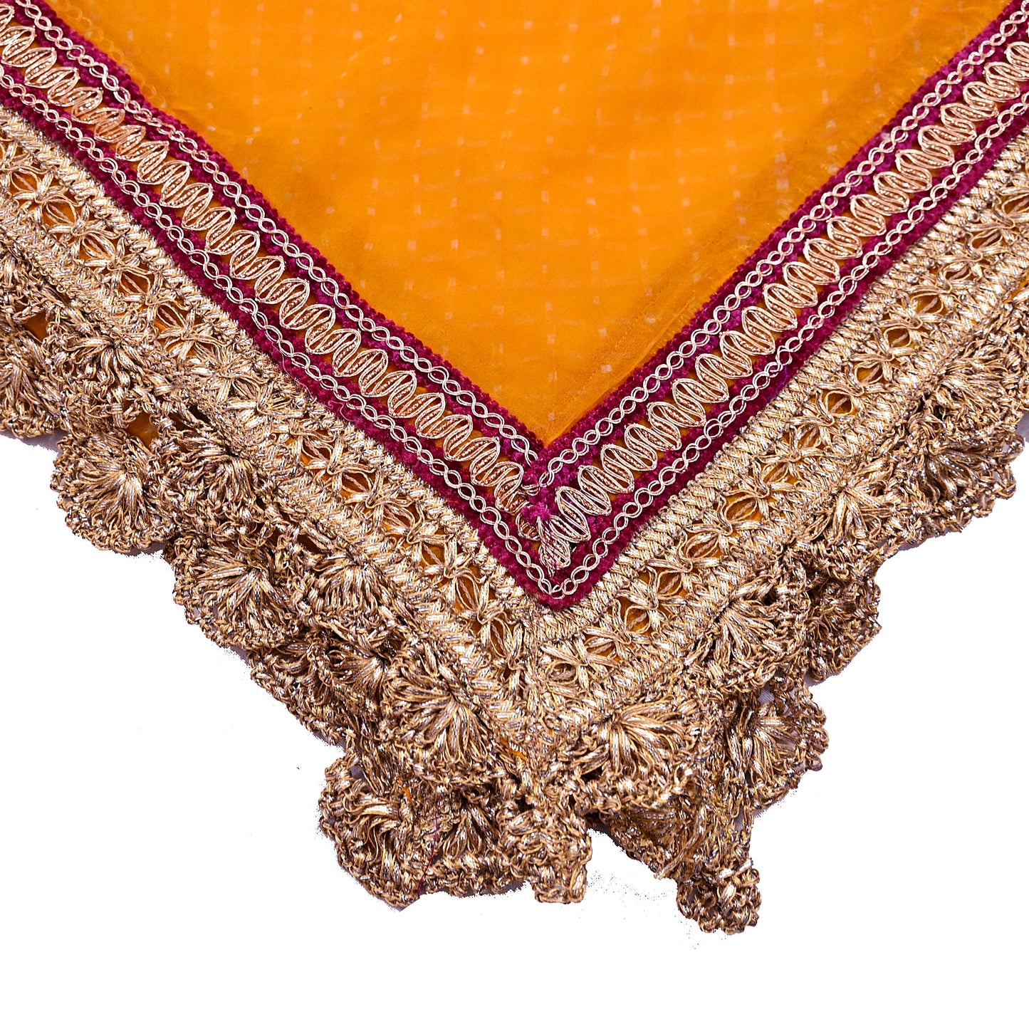 Indian Vintage Saffron Dupatta Pure Georgette Silk Hand Embroidered Bandhani Veil Scarves Soft