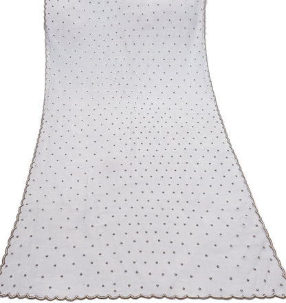 Indian Vintage Heavy Bridal Dupatta White Net Mesh Long Stole Hand Embroidered Scarves  Patti Wedding/Party Wear