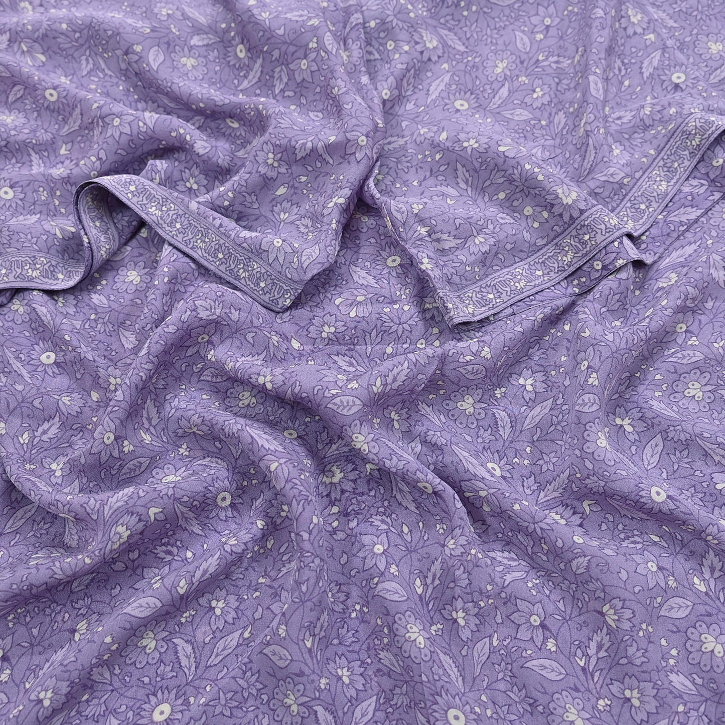 Indian Vintage Purple Dupatta Long Stole Pure Crepe silk Printed Dupatta Veil Scarves soft Boho Wrap Dressmaking Paisley
