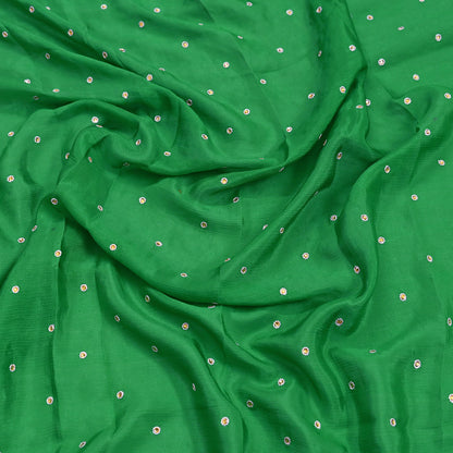 Indian Vintage Green Dupatta Long Stole Pure Silk Hand Embroidered Scarves Veil Scarf Wrap Hippie Boho