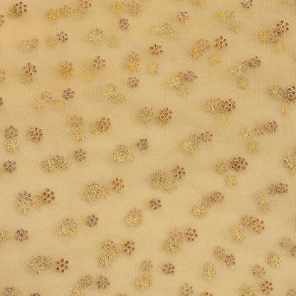 Indian Vintage Heavy Yellow Dupatta Net Mesh Long Stole Hand Embroidered Scarves Golden Zardozi Dabka Zari Stole