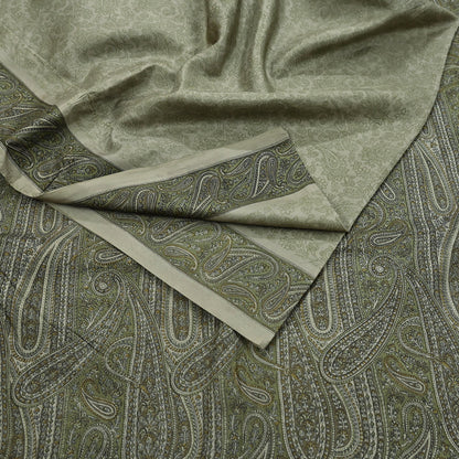 Indian Vintage Sari Green Pure Silk Printed Sarees Craft Fabric 6yd Sewing Dress Making Soft Floral Crafting quilting