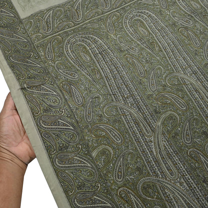 Indian Vintage Sari Green Pure Silk Printed Sarees Craft Fabric 6yd Sewing Dress Making Soft Floral Crafting quilting