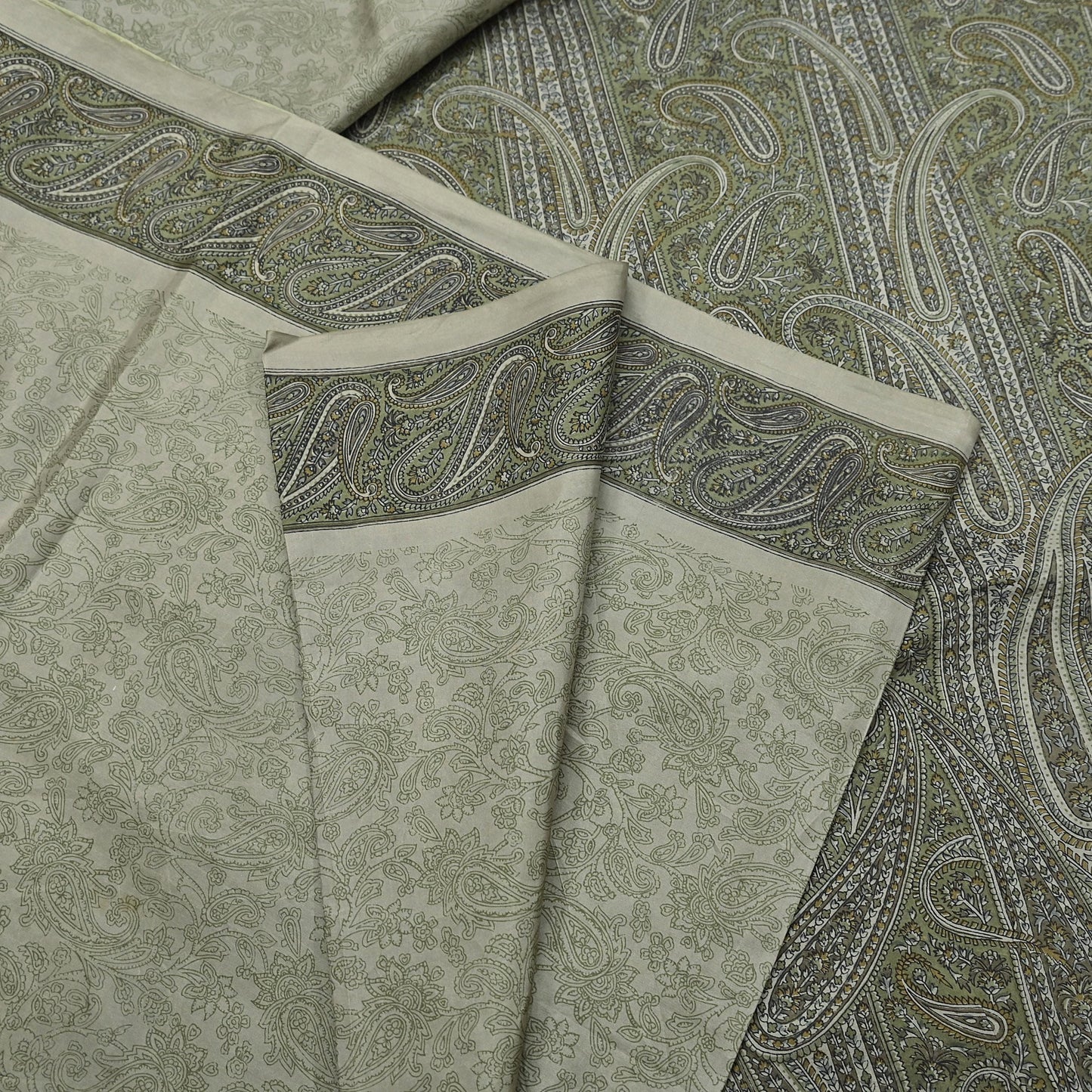 Indian Vintage Sari Green Pure Silk Printed Sarees Craft Fabric 6yd Sewing Dress Making Soft Floral Crafting quilting