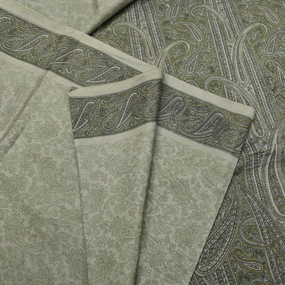 Indian Vintage Sari Green Pure Silk Printed Sarees Craft Fabric 6yd Sewing Dress Making Soft Floral Crafting quilting