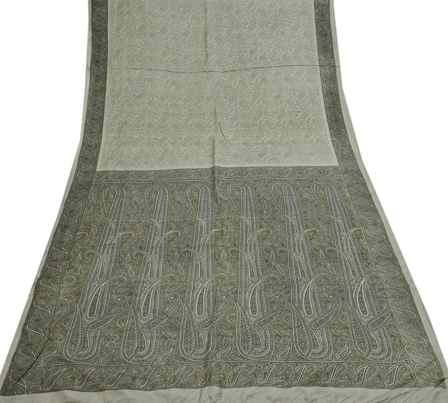Indian Vintage Sari Green Pure Silk Printed Sarees Craft Fabric 6yd Sewing Dress Making Soft Floral Crafting quilting