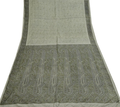 Indian Vintage Sari Green Pure Silk Printed Sarees Craft Fabric 6yd Sewing Dress Making Soft Floral Crafting quilting